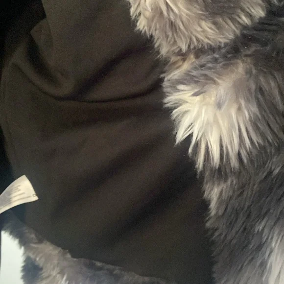 Wild Fable Faux Fur Open Front Jacket Black Gray & White Sz L NWT - Picture 5 of 6